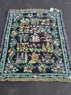 Claire Murray Floral Tapestry Vintage Throw Blanket New England Wildflowers